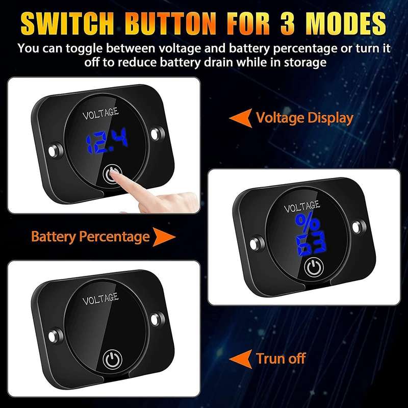 12v Voltage Gauge Dc12v 24v Waterproof for Boat Marine Truck Atv Utv