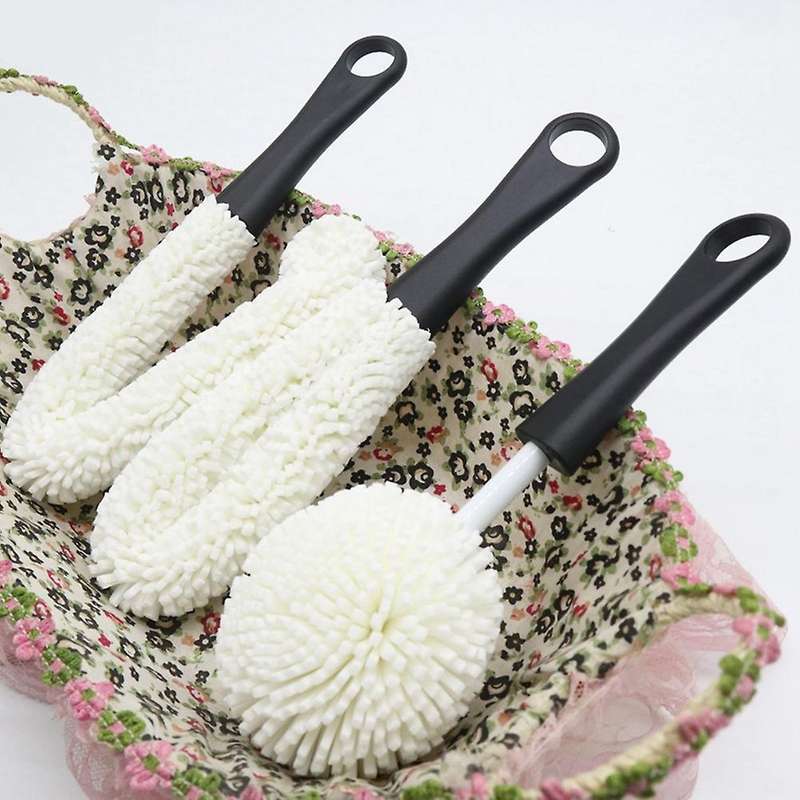 3 Pieces Wine Bottle Glass Decanter Coffee Cups Cleaning Brush,black
