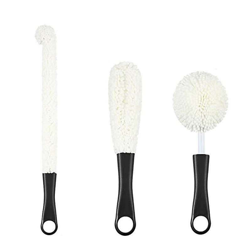 3 Pieces Wine Bottle Glass Decanter Coffee Cups Cleaning Brush,black