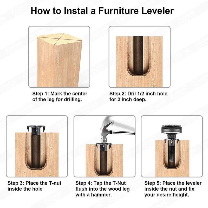 4pcs Furniture Levelers Adjustable for Cabinets Tables Chairs Raiser