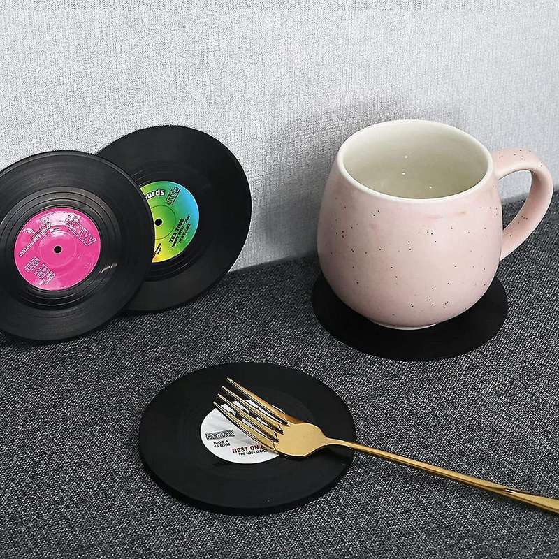 Drink Coasters,retro Cd Record Coaster Set Round Cup Mat