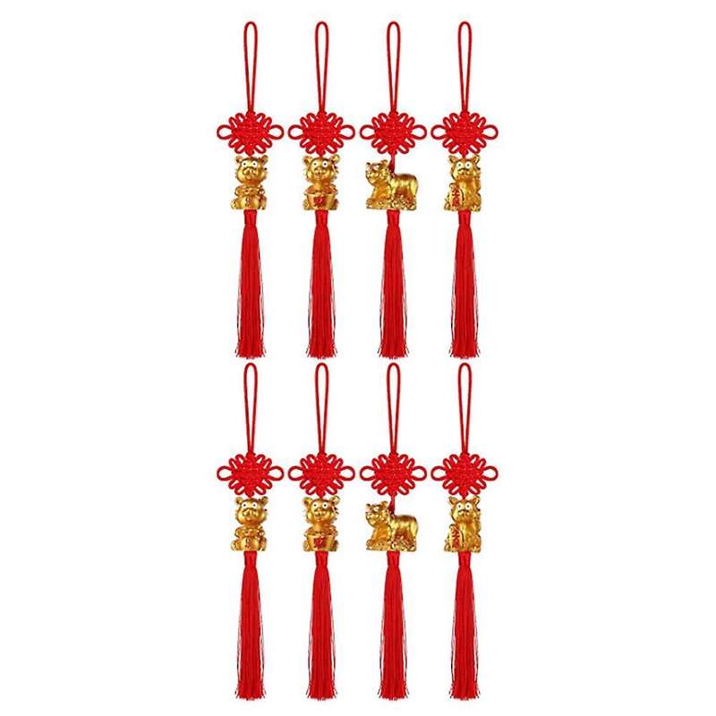 8 Pieces Chinese Knot Golden Chinese Year Of Tige Feng Shui Decor