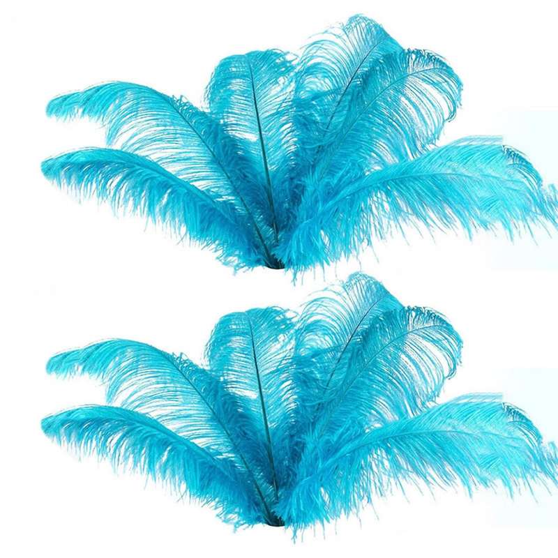 20 Pcs Ostrich Feathers Wedding Party Decoration Lake Blue 20-25cm