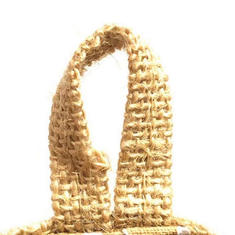 Cotton Linen Flower Pot Hanging Jute Storage Bag(blue Point)
