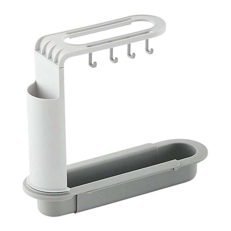 Extendable Kitchen Sink Storage Rack Hanging Basket Sink Shelf White