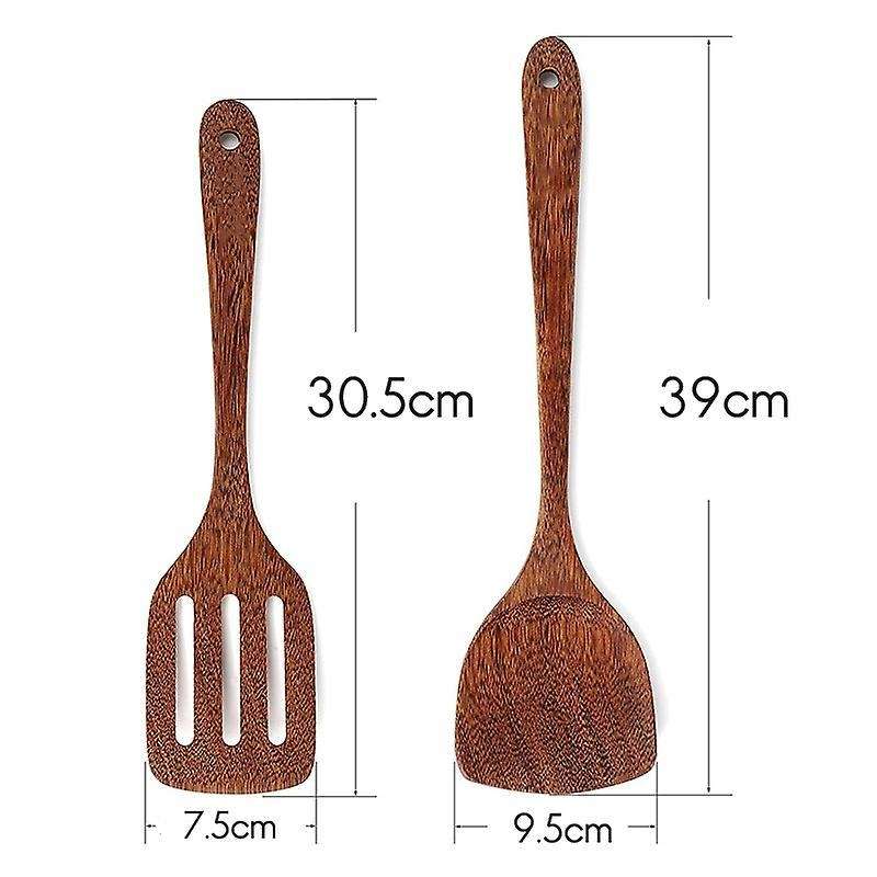 2 Pack Wooden Spatula for Cooking,wooden Wok Spatula By Natural Wood