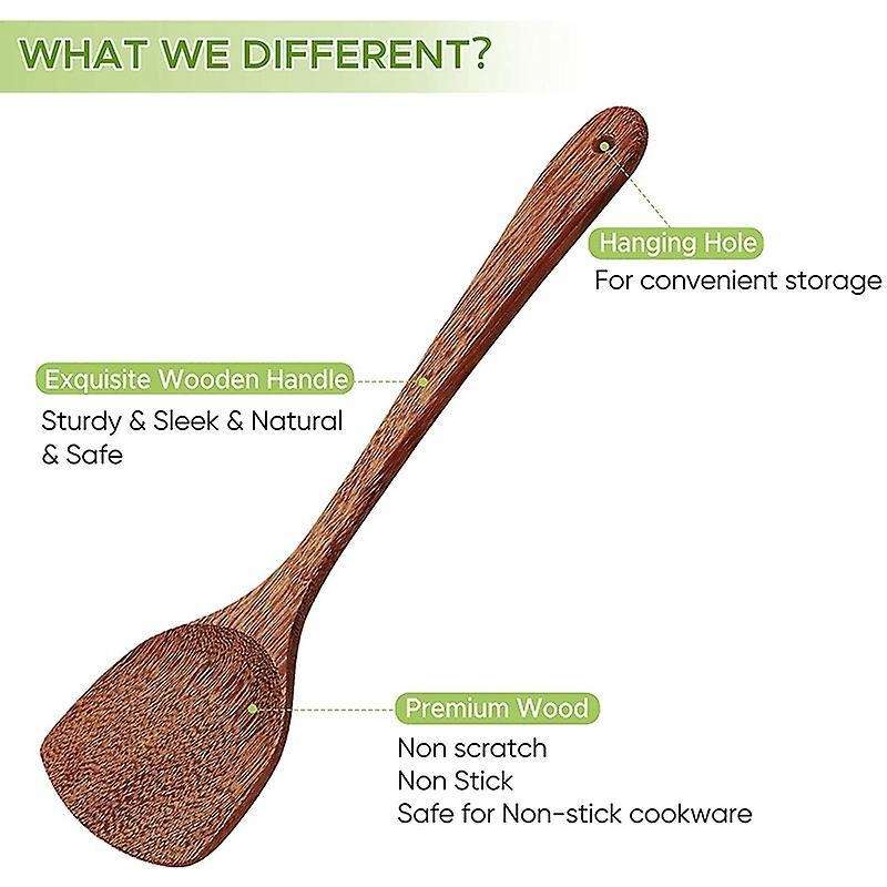 2 Pack Wooden Spatula for Cooking,wooden Wok Spatula By Natural Wood