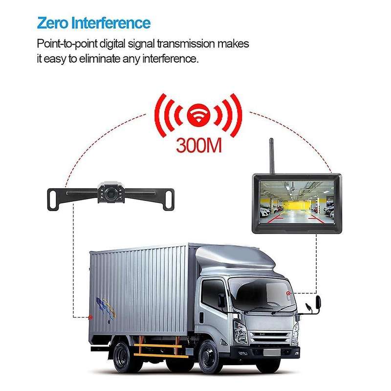 Car Monitor Parking System Rear View Color Display 5 Inch 2.4g