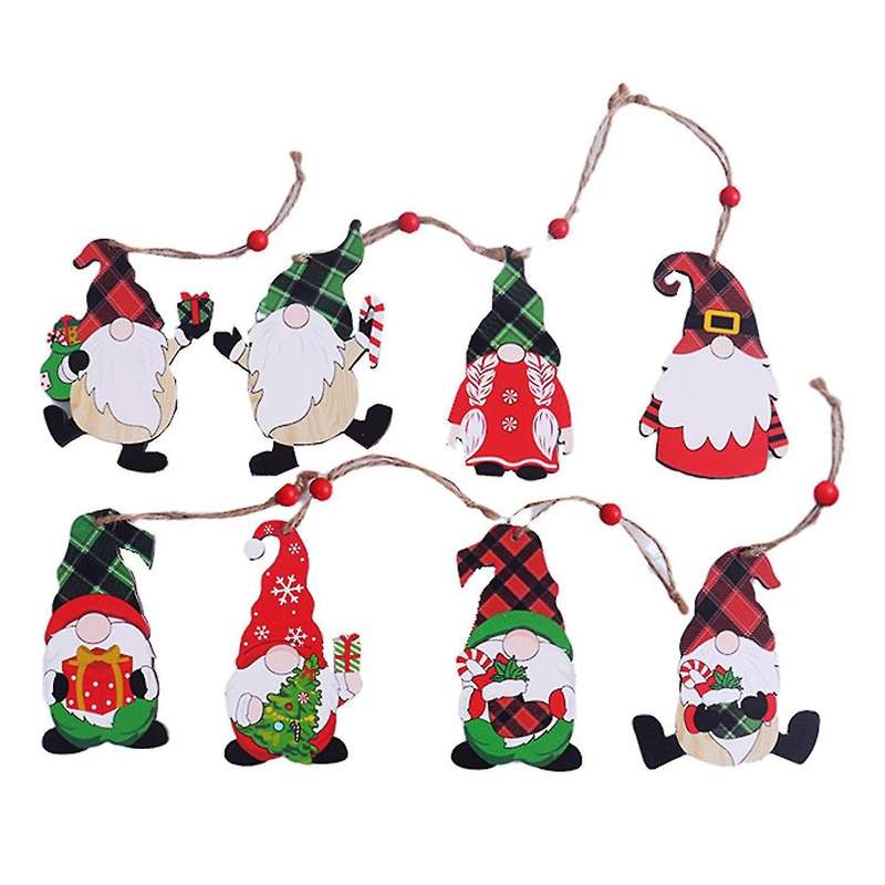 8pcs Wooden Christmas Ornaments Christmas Tree Diy Elk Pendant