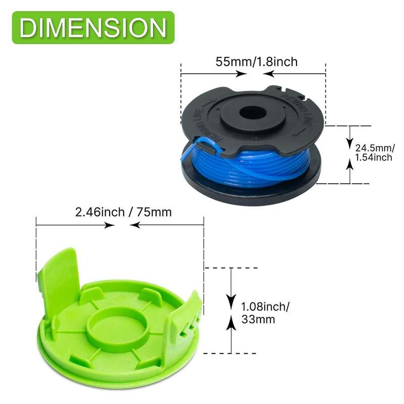 String Trimmer Spool for Greenworks 20v 24v 40v 80v (4 Spool, 1 Cap)