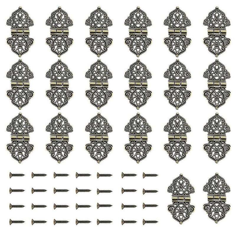 20pcs Antique Decorative Hinges Bronze Engraving Design Box Hinges