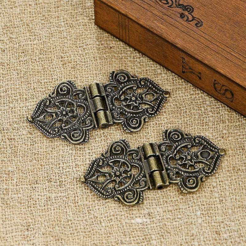 20pcs Antique Decorative Hinges Bronze Engraving Design Box Hinges