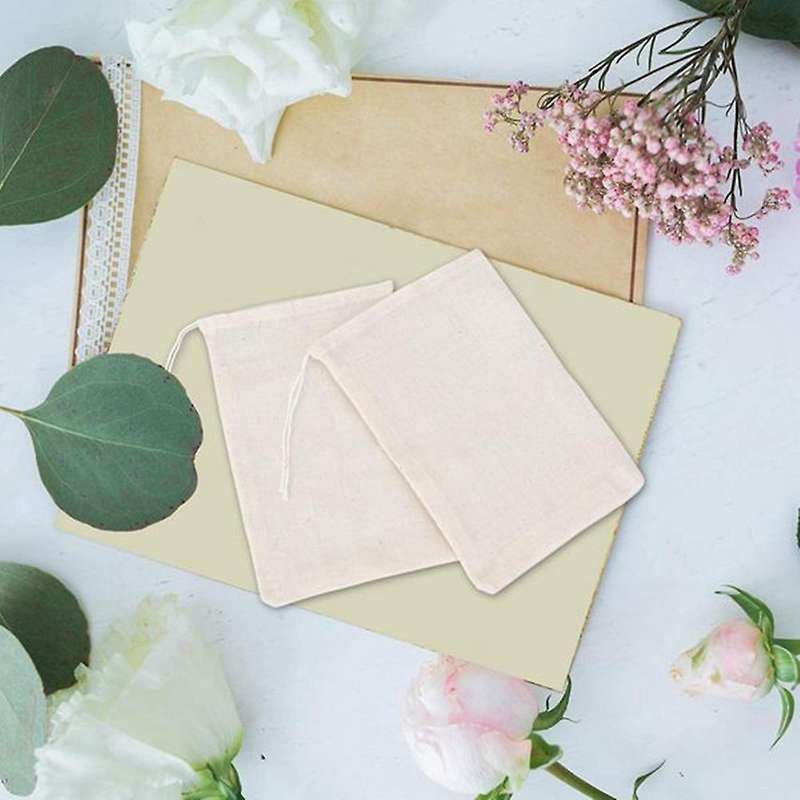 50 Pack Cotton Muslin Bags for Tea Jewelry Wedding Party (4x6 Inches)