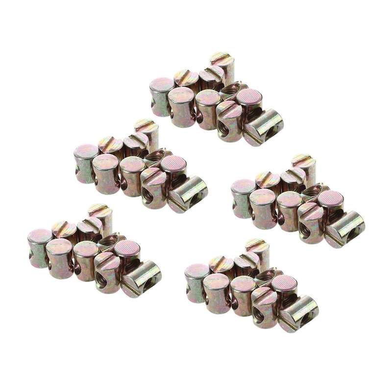 50pcs M6 Barrel Bolts Cross Dowel Slotted Nut for Beds Crib Chairs