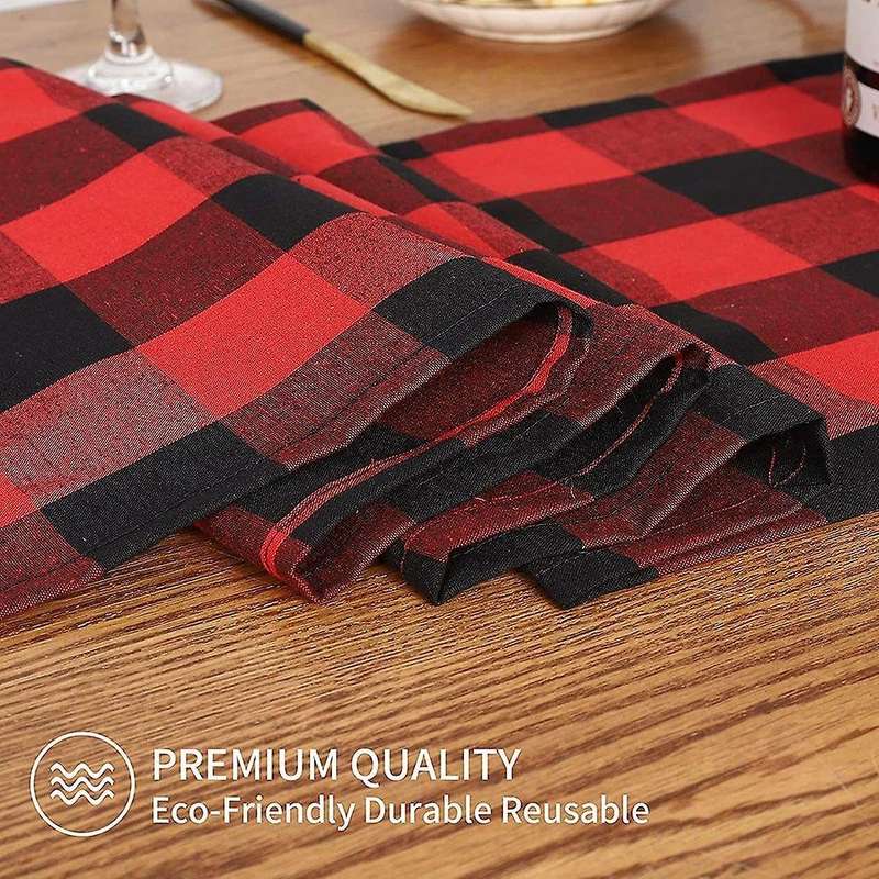 13x108inch Black and Red Plaid Table Runner,for Party Home Decor