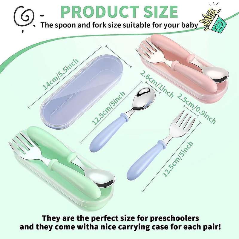 3 Sets Toddler Utensils Toddler Flatware Set Blue,green,pink