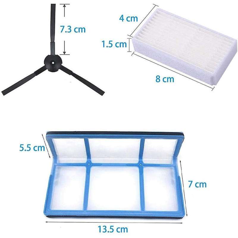 Filter Side Brushes Replacement Parts Set for Ilife V3 V3s V5 V5s