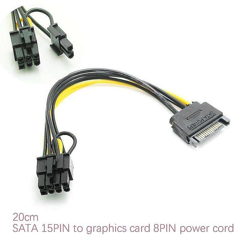 15pin Sata Male to 8pin(6+2) Pci-e Power Cable for Graphic Card(1pcs)