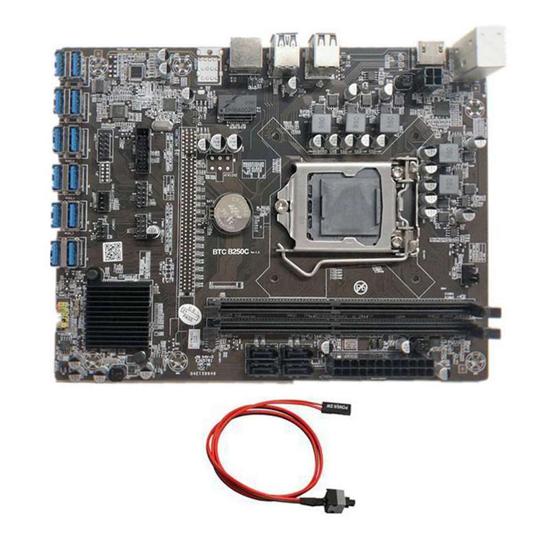 B250c Btc Mining Motherboard+switch Cable 12xpcie to Usb3.0 Gpu Slot