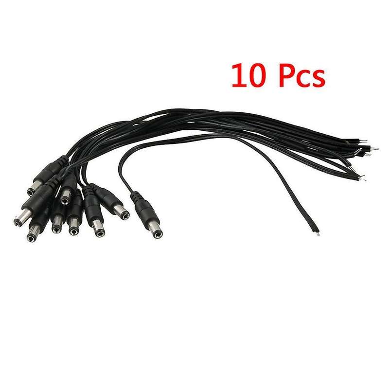 10pcs 5.5x2.1mm Male Dc Power Pigtails Plug Lead Cord for Cctv Camera