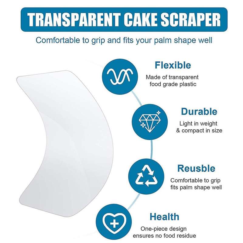 15 Pcs Cake Cream Scraper Transparent Flexible Plastic Pastry