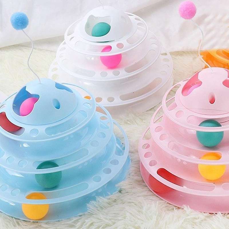 Cat Toy with Bell Rolling Ball, Cat Tower Toy Pink