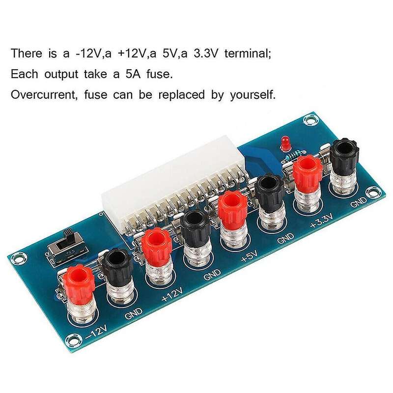 24 Pins Atx Benchtop Board Pc Power Supply Breakout Adapter Module