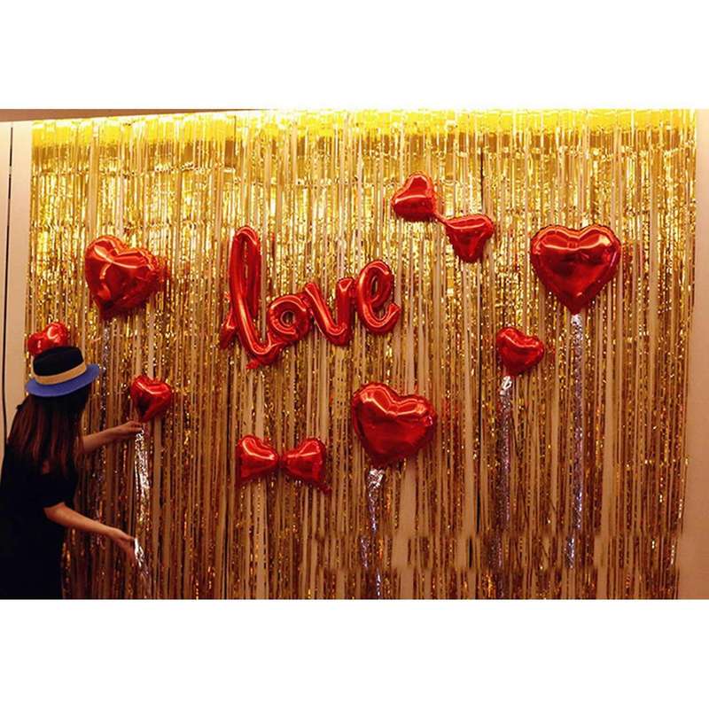 1x3m Wedding Party Wall Decoration Rain Silk Curtain-silver