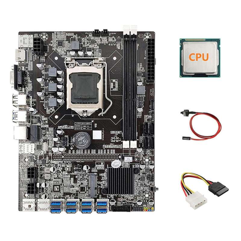 B75 Eth Mining Motherboard 8xpcie Usb Adapter+4pin Ide to Sata Cable