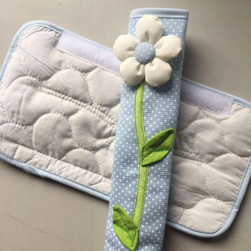 4pcs Flower Polka Dot Door/refrigerator Handle Cover Gloves Blue