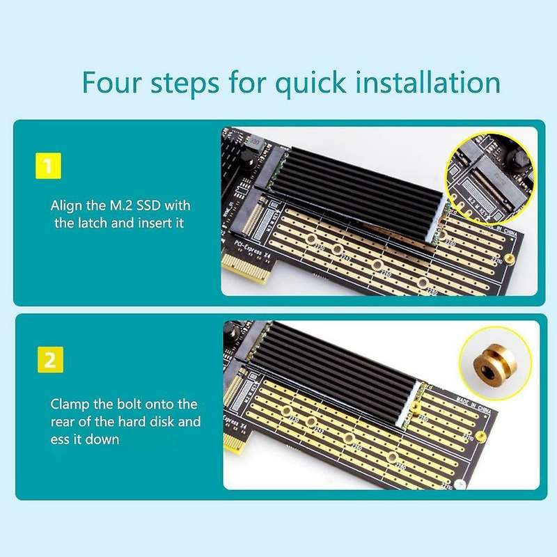 Pci-e to Nvme Adapter Card M.2 M-key Nvme Protocol Dual Bay Array