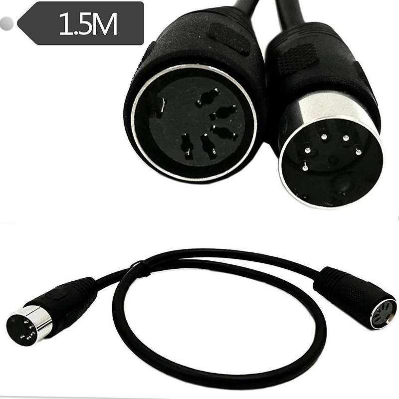 5-pin Din Male to Female Midiat Adapter Cable for Midi Keyboard 1.5m