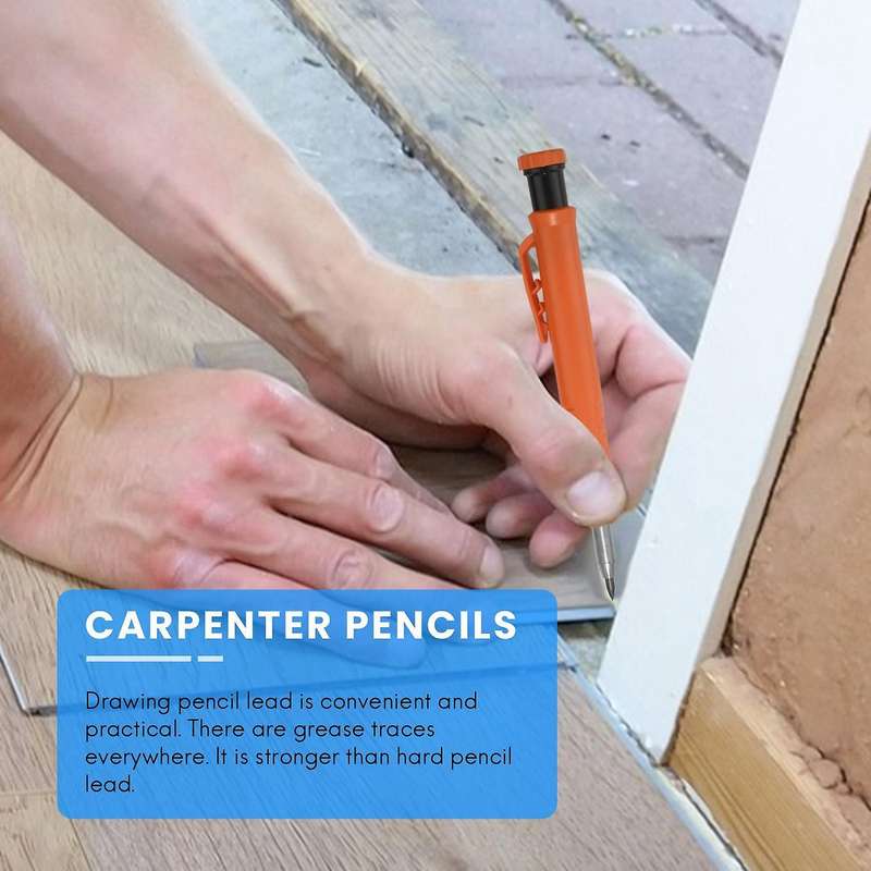 Carpenter Pencil Set with 7 Refill Leads, Built-in Sharpener,pencil B