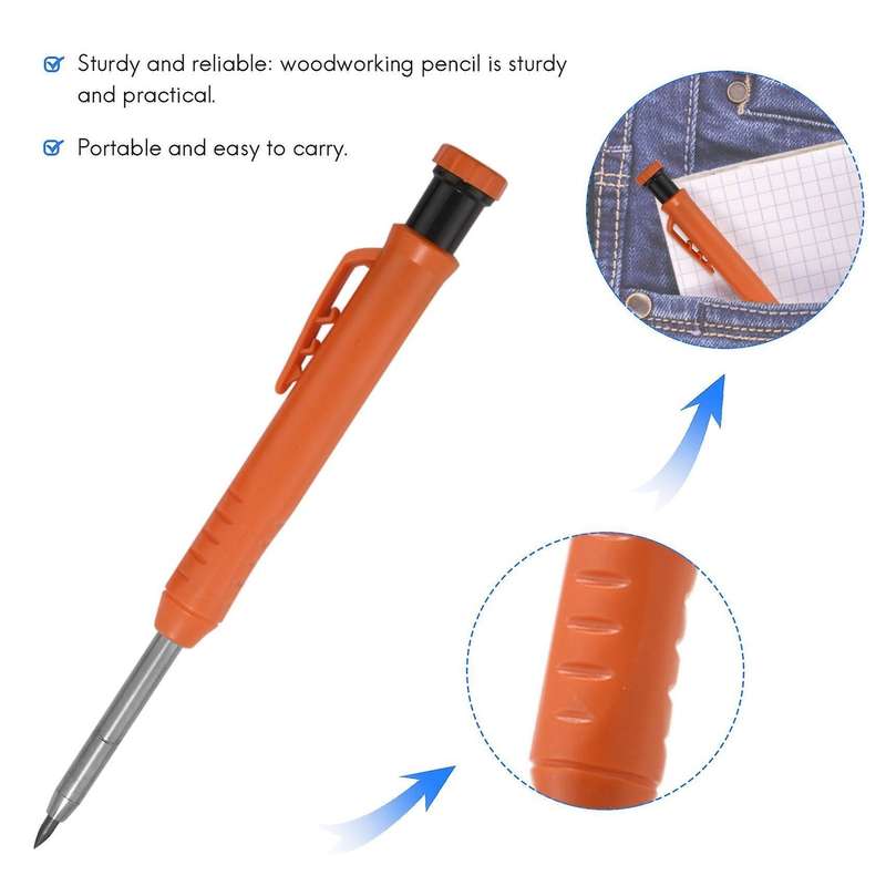 Carpenter Pencil Set with 7 Refill Leads, Built-in Sharpener,pencil B