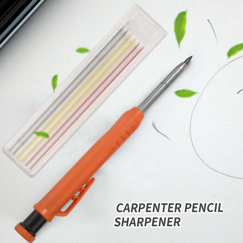 Carpenter Pencil Set with 7 Refill Leads, Built-in Sharpener,pencil B