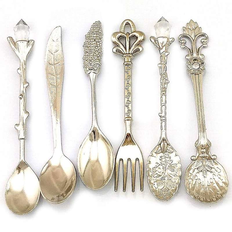 6pcs Retro European Style Palace Tableware 6 Sets Fruit Cake Fork