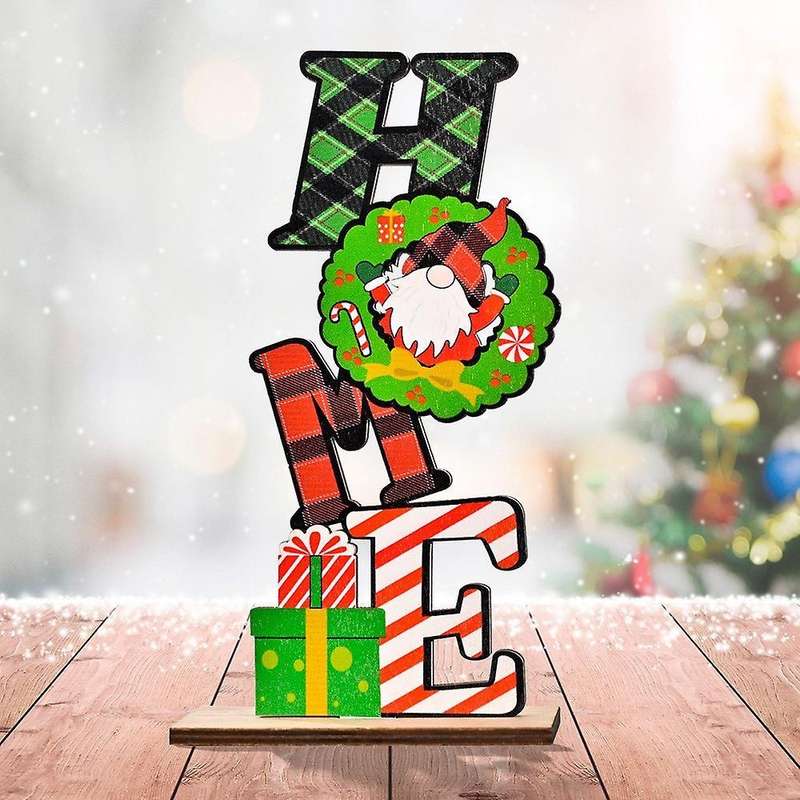 3 Pcs Christmas Wood Printing Rudolph Christmas Desktop Decoration