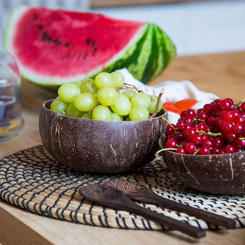 Coconut Bowls and Wooden Spoons for Serving Noodle