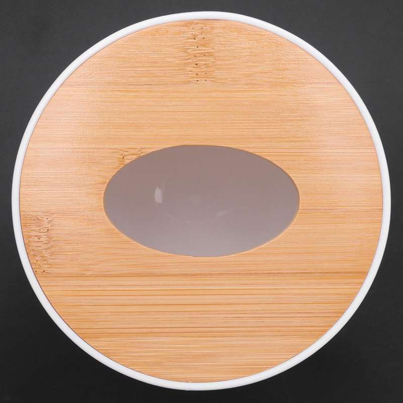 Round White Home Room Car Hotel Tissue Box Wooden Cover Paper Case