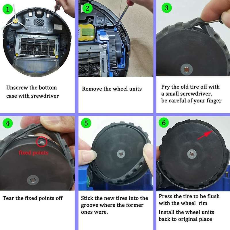 Side Brush Wheel Tires Replacement Parts Fit for Irobot Roomba