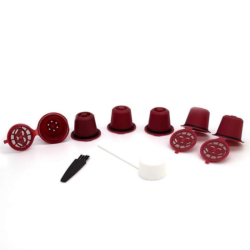 6pcs for Nespresso Refillable Reusable Coffee Capsule Coffee,red