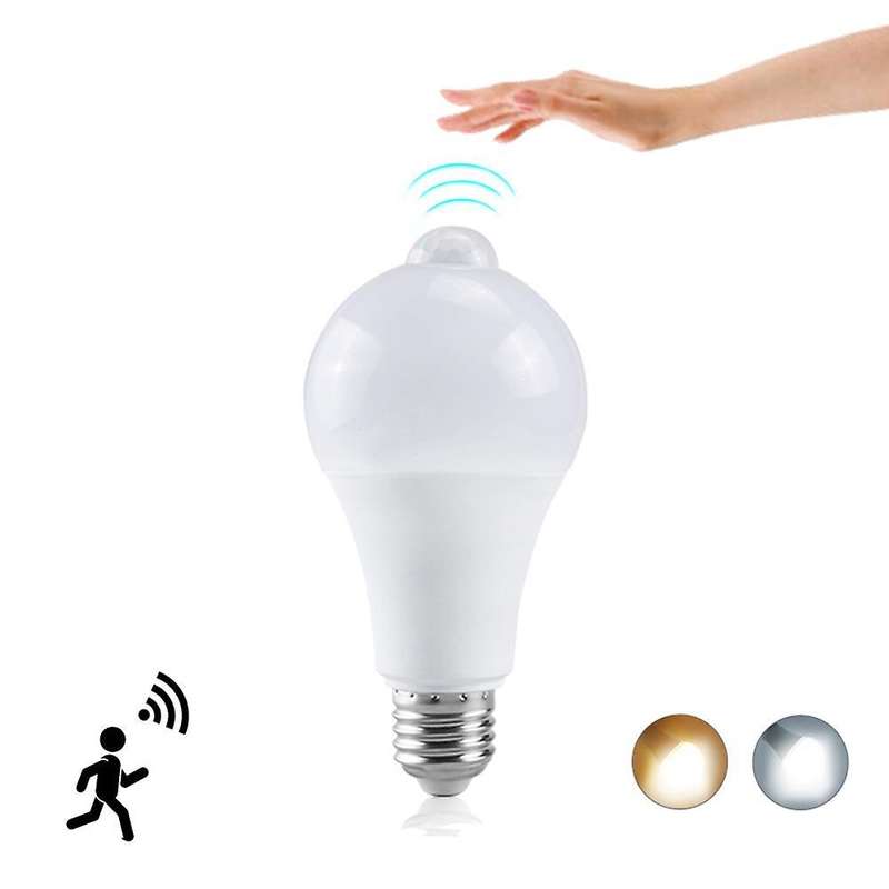 85-265v E27 Pir Motion Sensor Lamp 12w Bulb Warm Light