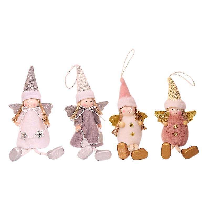 4pcs Christmas Ornaments Lovely Plush Doll Christmas Tree Decor