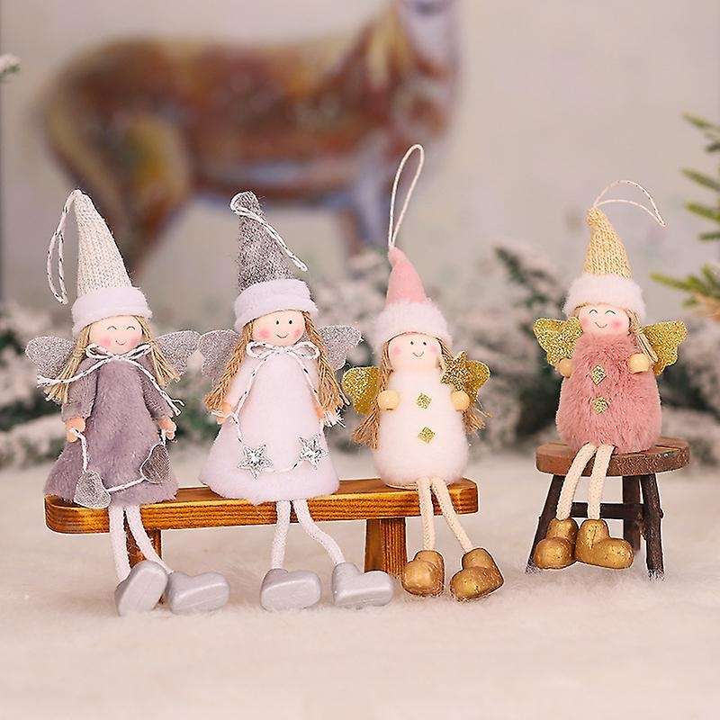 4pcs Christmas Ornaments Lovely Plush Doll Christmas Tree Decor