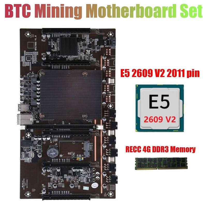 X79 H61 Btc Mining Motherboard with E5 2609 V2 Cpu+recc 4g Ddr3 Ram