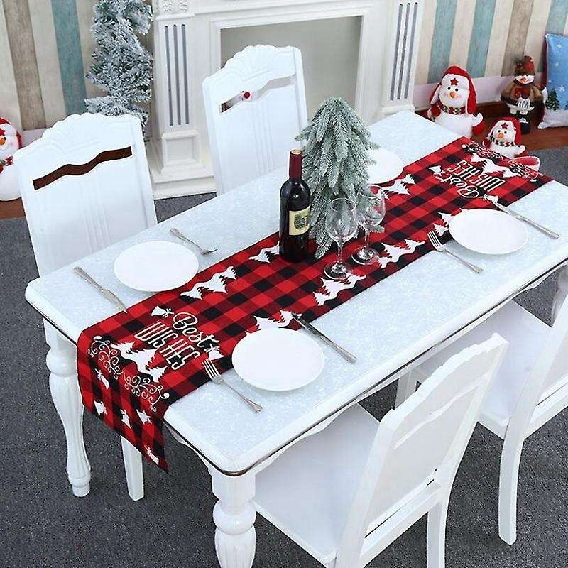 Grid Household Table Mat Cloth Set 180cmx31cm, Christmas Decoration,d