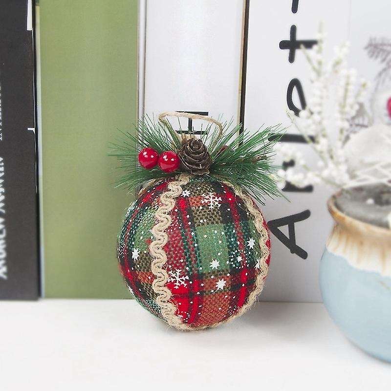 3pcs Red Plaid Painted Balls Christmas Tree Ornaments Gift Pvc Ball-e