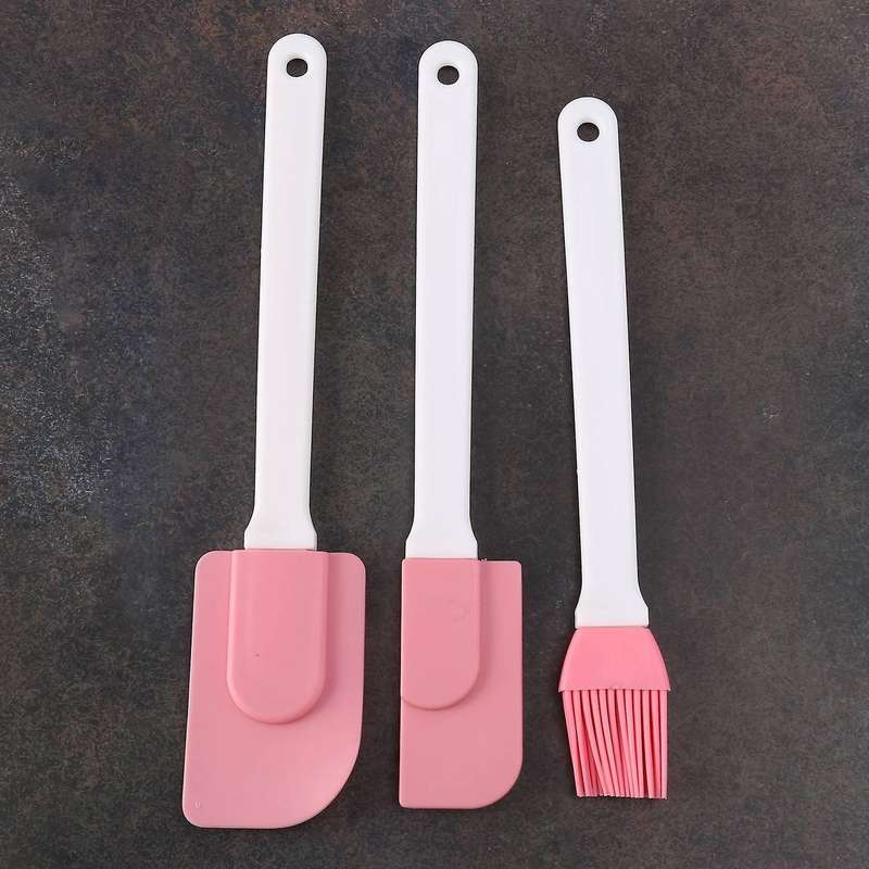 3pcs Silicone Spatulas Buttercream Cake Scraper Heat Resistant Brush