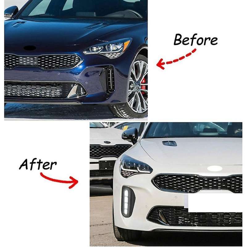 For Kia Stinger 2017-2020 Car Fog Light Led Drl Daytime Running Light