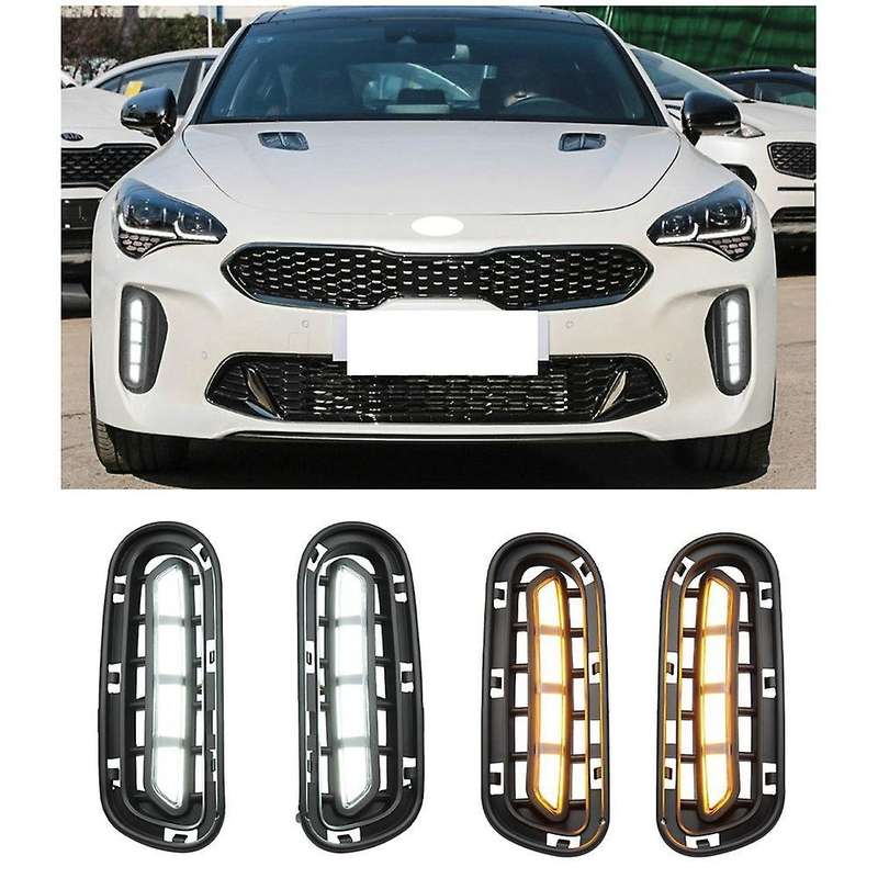 For Kia Stinger 2017-2020 Car Fog Light Led Drl Daytime Running Light
